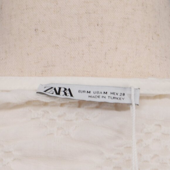 NWT ZARA White Ruffle Eyelet Crop Top Size M - Picture 7 of 8